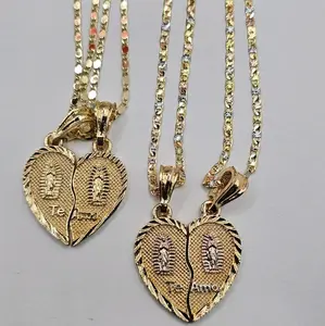 couple's necklaces with virgin Mary hearts TE AMO 4 chains