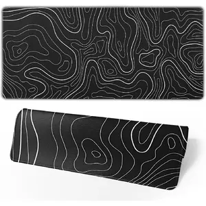 Terrain-patterned extended large mouse pad, gaming mouse pad desktop mat, 31.5x 11.8inch long computer keyboard and mouse pad, with 3mm non-slip base and stitched edge design, suitable for gaming and office use
