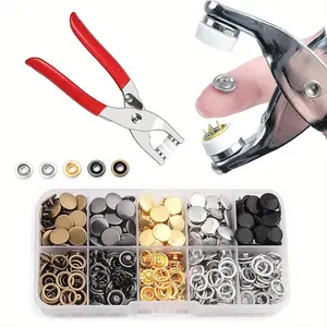 9.5mm Snap Button Kit - Assorted Colors, Metal Material, Manual Press Pliers Included - Perfect for Sewing, DIY Crafts, Clothing, Hats, Bags, and Sewing Supplies
