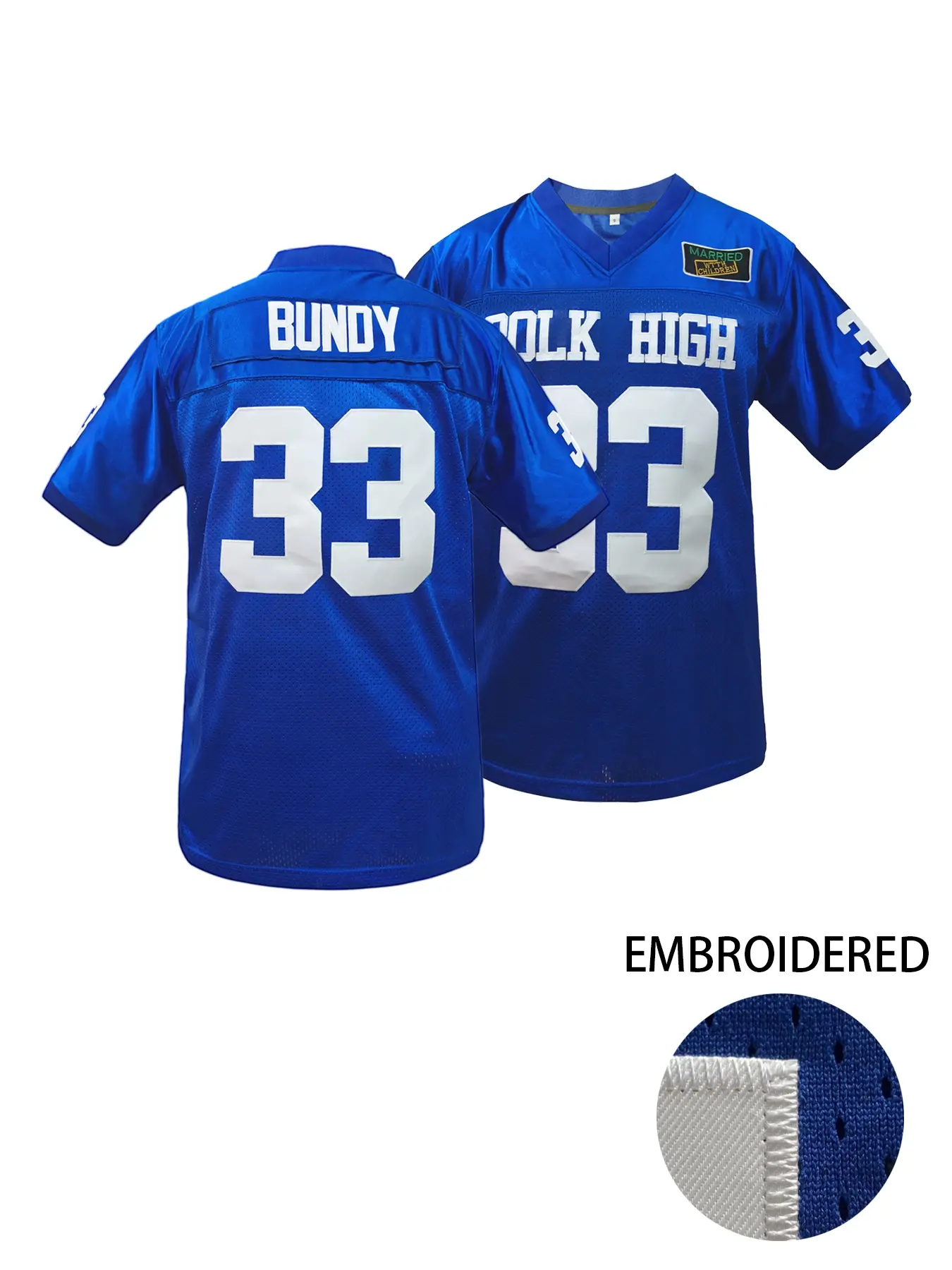 Al Bundy 33 Polk High Men's Football jersey, Blue Sports Shirt 90s Hip Hop clothing S-3XL