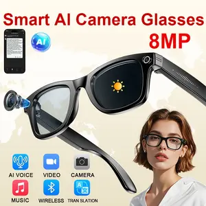 AI Smart Glasses with Camera, 8MP HD Video Recording, Hands-Free Capture, Bluetooth Audio & Calls, Real-Time Translation, Photochromic Lenses for Travel & Daily Use