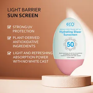ECO FINEST Hydrating Sheer Sunscreen SPF50 PA+++ 50ml x 2 Lightweight No White Cast Daily UV Defense for Sensitive Skin - Facial, Matte