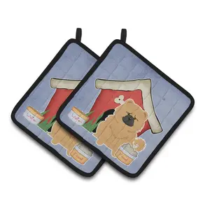 212 MAIN Carolines Treasures Dog House Chow Chow Cream Fabric Pot Holders - 2-Piece, Thick, Insulated, Colorful, Hanging Bakeware for Kitchen Use