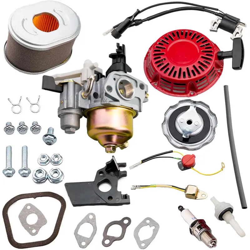 Adjustable Carburetor, Recoil Starter Assembly & Tune-Up Kit for Honda GX120 GX160 GX200 4HP 5.5HP 6.5HP Motor Engines