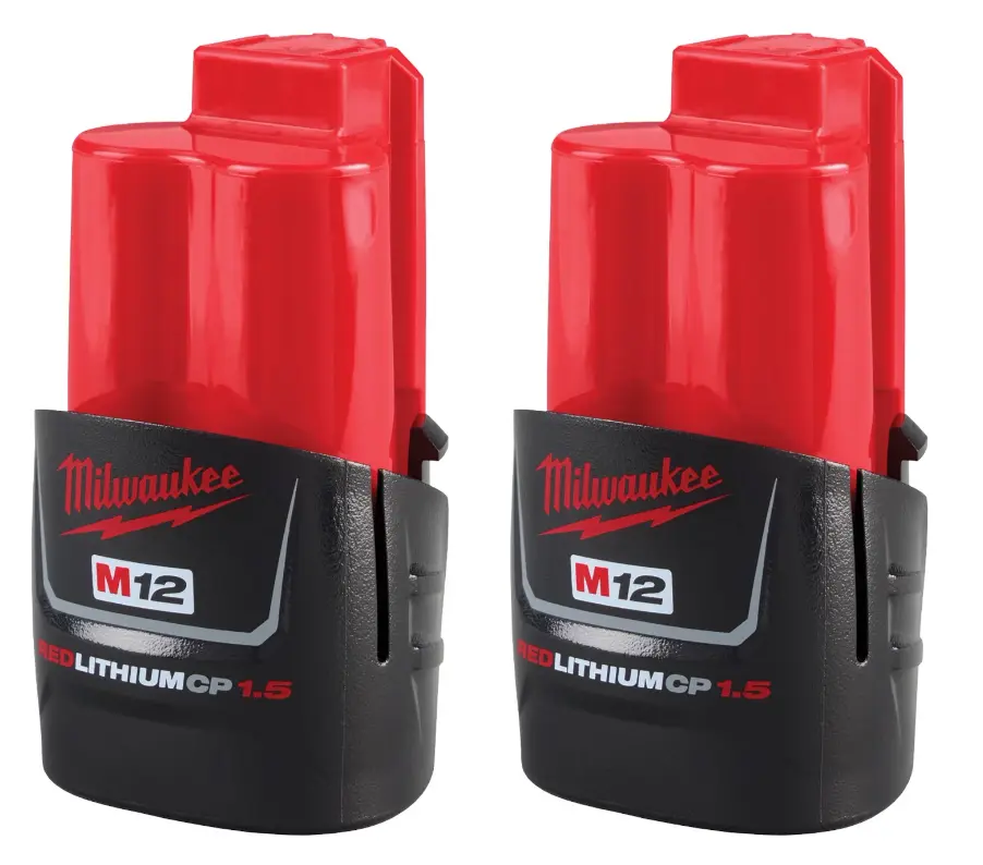 Milwaukee M12 48-11-2411 2-Pack REDLITHIUM CP1.5 Compact Battery for Cordless Power Tools Milwaukee M12 48-11-2411 2-Pack REDLITHIUM CP1.5 Compact Battery for Cordless Power Tools