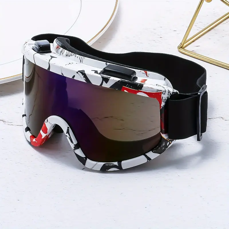 Adult Camouflage Ski Goggles - Windproof Large TPU Frame, Mirrored Anti-Fog Lens for Snowboarding, Sports Eyewear