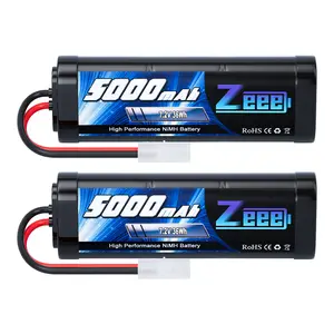 Zeee 7.2V 5000mAh NiMH Battery with Tamiya Plug 6-Cell Rechargeable Battery Pack High Power for RC Car Truck Truggy Buggy Associated HPI Losi Kyosho Tamiya Hobby Models(2 Pack) Traxxas High-Capacity transformer  car