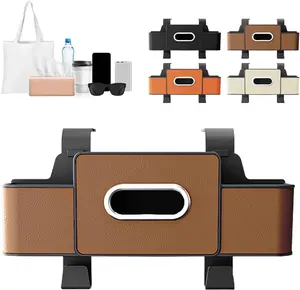 Car Organizers and Storage Box- Tool-Free Install, Cup Holder, Tissue Box, Long/Short Headrest Hooks, Anti-Rattle Design for family and Travel