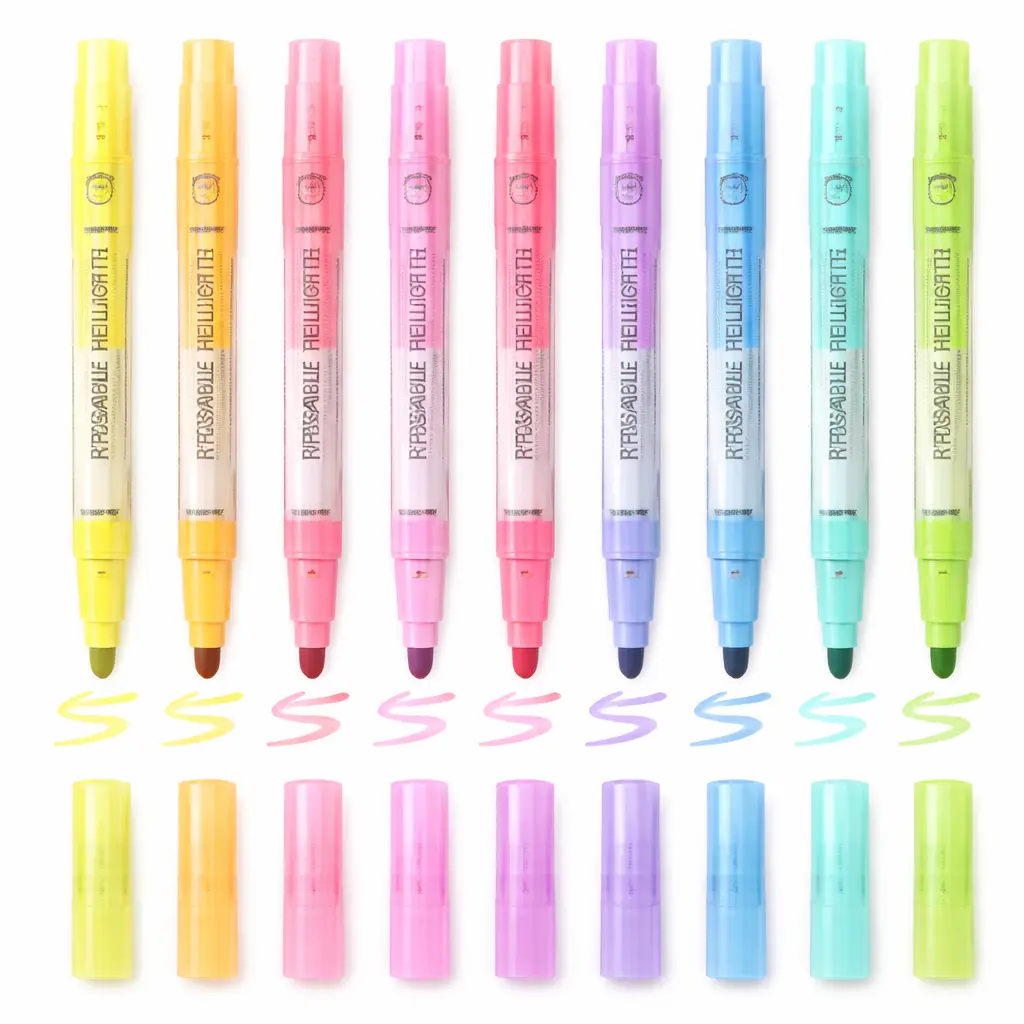 Erasable Highlighters, 12-Pack Double-Ended Chisel Tip Office Supplies, Back-to-School Ready, Smooth Ink, No Bleed, for Studying & Office Use, Assorted Colors Writing & Correction Tools