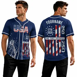 USA 250th Anniversary Baseball Jersey for Men 1776-2026 American Flag Statue of Liberty Button Down Baseball Shirt Patriotic Independence Day Memorial Jersey Black White Gray Blue XS-5XL