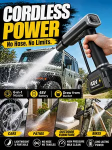 Wireless High Pressure Car Wash Gun Foldable Powerful Washer Machine Automatic Lithium Battery Cleaning Tool