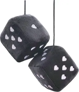 Black Plush Dice for Car Rearview Mirror