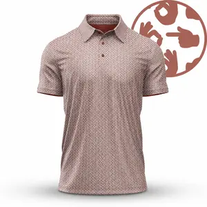 Men's Casual Polo Shirt Terracotta White Funny Geometric Made in USA