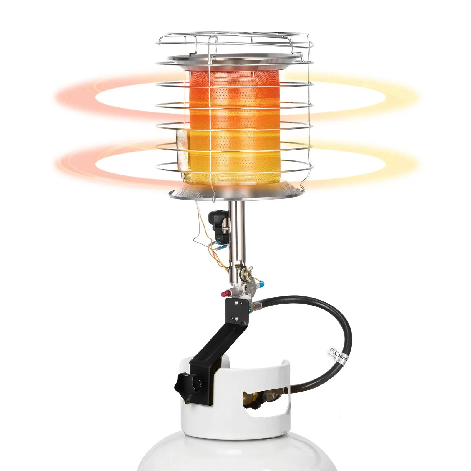 VEVOR Cordless Propane Tank Top Heater, 42000 BTU Small Powerful Rapid Heating 360-Degree Infrared Radiant Heater, Push-Button Ignition, Adjustable Temperature Control, Single Burner for Ice Fishing/Outdoor Work