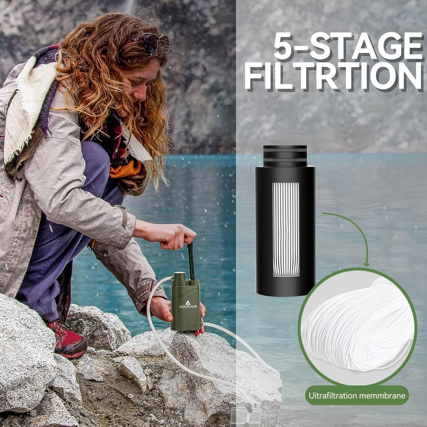 3-in-1 Outdoor Water Purifier, Hand-Operated Portable Survival Water Filter Device 3-in-1 Outdoor Water Purifier, Hand-Operated Portable Survival Water Filter Device
