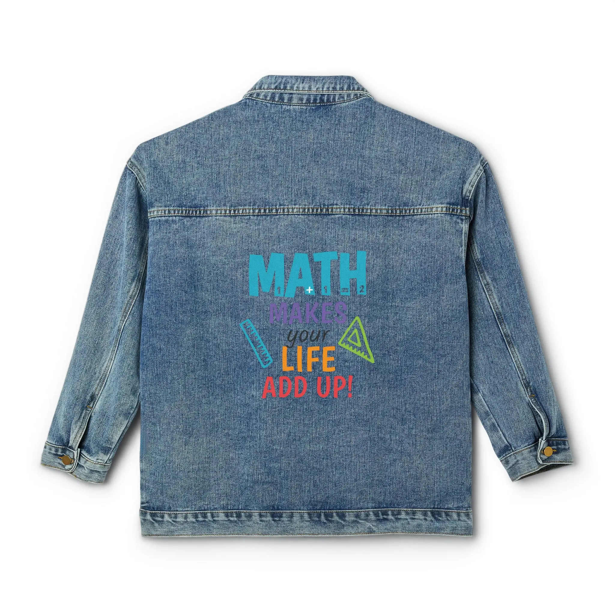 Math Makes Life Add Up Denim Jacket | Educational Teacher Jacket