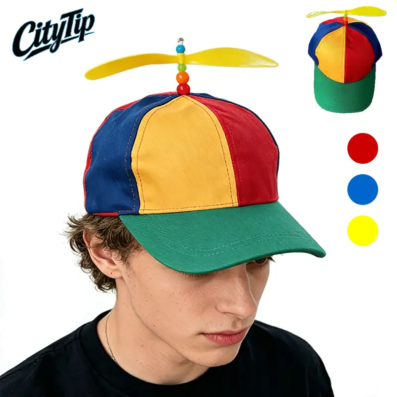 Helicopter Propeller Baseball Cap for Men Women, Colorful Novelty Hat, Adjustable Snapback Pilot Hat, Cute Funny Statement Hat, Trendy Streetwear Accessory for Party, Festival, Travel & Daily Wear