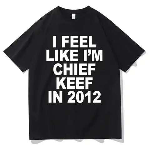 Men's Classic Crew Neck Graphic Tees - 2012 Chief Keef Funny Graphic Tee, Oversized Cotton Digital Print Hip Hop T-Shirt, Hoodie & Sweatshirt for Autumn Winter Sports & Outdoor Tops