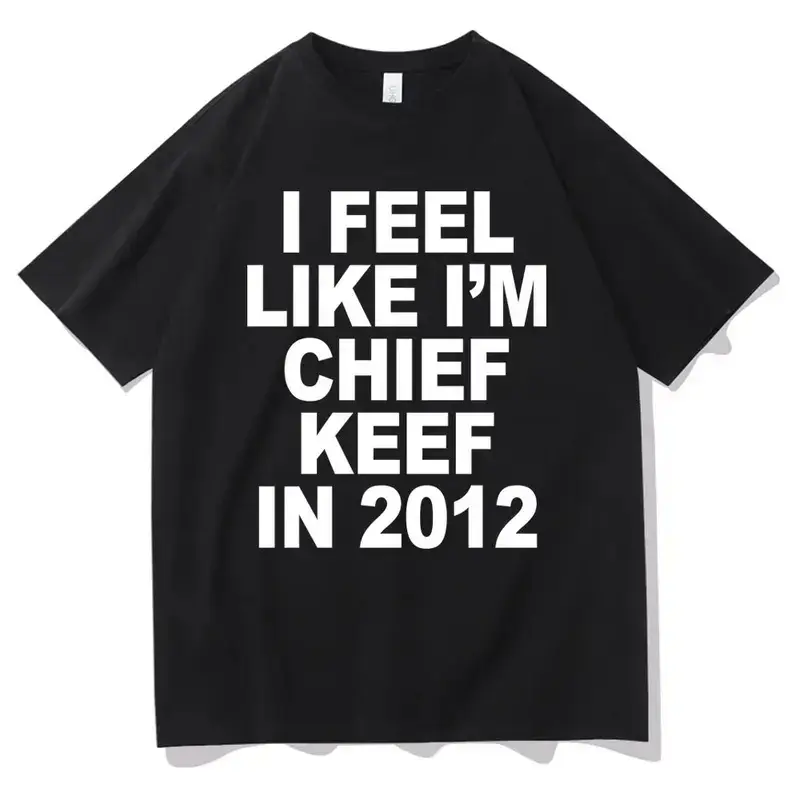Men's Classic Crew Neck Graphic Tees - 2012 Chief Keef Funny Graphic Tee, Oversized Cotton Digital Print Hip Hop T-Shirt, Hoodie & Sweatshirt for Autumn Winter Sports & Outdoor Tops