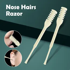 Manual Nose Hair Trimmers for Women & Men 3 Pack Set Rotating Heads Soft Cleaning Brush, Nasal Hair Cutter and Ear Digger Tool for Personal Grooming