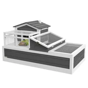 Room House Habitat Balcony Stories Indoor Outdoor Wooden Tortoise Enclosure with Ladder Tray Openable Roof Large Reptile Cage x Gray