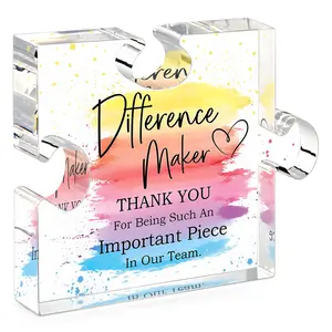 Clear Acrylic Puzzle Shaped Jigsaw Piece, Creative Gift for Leader, Boss, Employee, Teacher, Coach, Manager, Grateful Gift, Office Desktop Ornament
