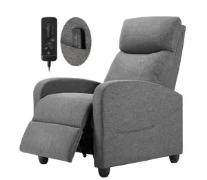 Ergonomic Recliner Message Chair with Footrest Swivel Rocking Glider High Back Upholstered Deep Seat for Living Room Grey Soft Thicker Recliner Back Curved Armrests Double Thick Foam Padding