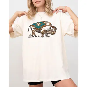 Bison, Buffalo, Western, Cowboy, Nature, Tribal Print Shirt, Women's Comfort Color Tee, Tshirt