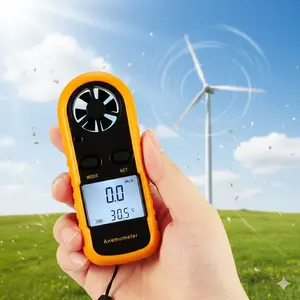 Industrial-grade high-precision digital anemometer and temperature meter, portable LCD backlight, for rapid measurement of wind speed and temperature.