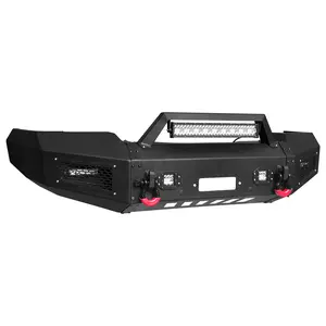 TIOYAR Steel Front Bumper Black Texture for 2003-2006 Chevy Silverado 1500/2500/3500 With Winch Plate& LED Lights & 2 x D-Rings for Off-Road Performance