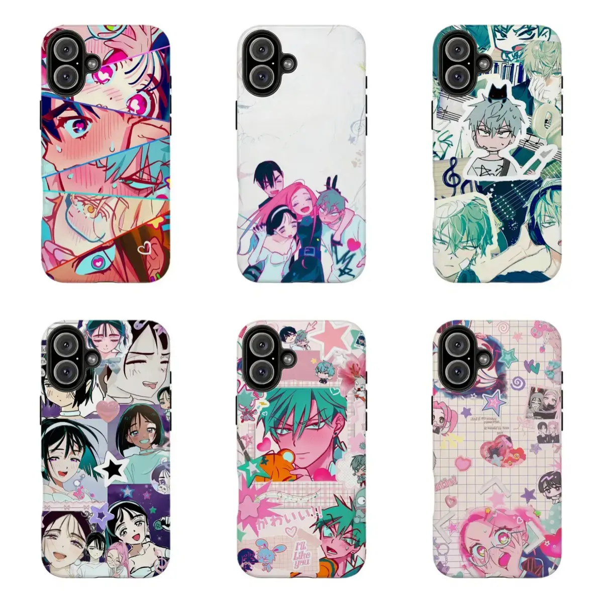 Aesthetic ALNST Alien Stage Sticker Bomb Phone Case, Pastel Anime Character Collage Protective Cover Y1580 | Phone Case Compatible with iPhone 17 16 15 14 13 12 11 pro pro max & Samsung S26 S25 S24 S23 S22 Durable Protection Dual Layer Design Glossy