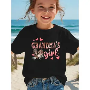 Summer Fashion Girls' Short Sleeve T-Shirt "GRANDMA's GIRL" Letter Print Casual Top