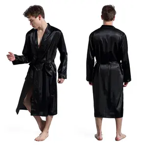 New Men Kimono Bathrobe Gown Groom Groomsman Wedding Robe Thin Satin Sleepwear Loungewear Casual Loose Home Clothes Nightwear