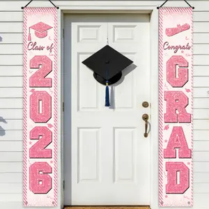 FRANALA Class Of 2026 Congrats Grad Porch Sign Hanging Party Banner | Bachelor Hat Theme, Polyester, Suitable For High School College Graduation Ceremony Classroom, Yard