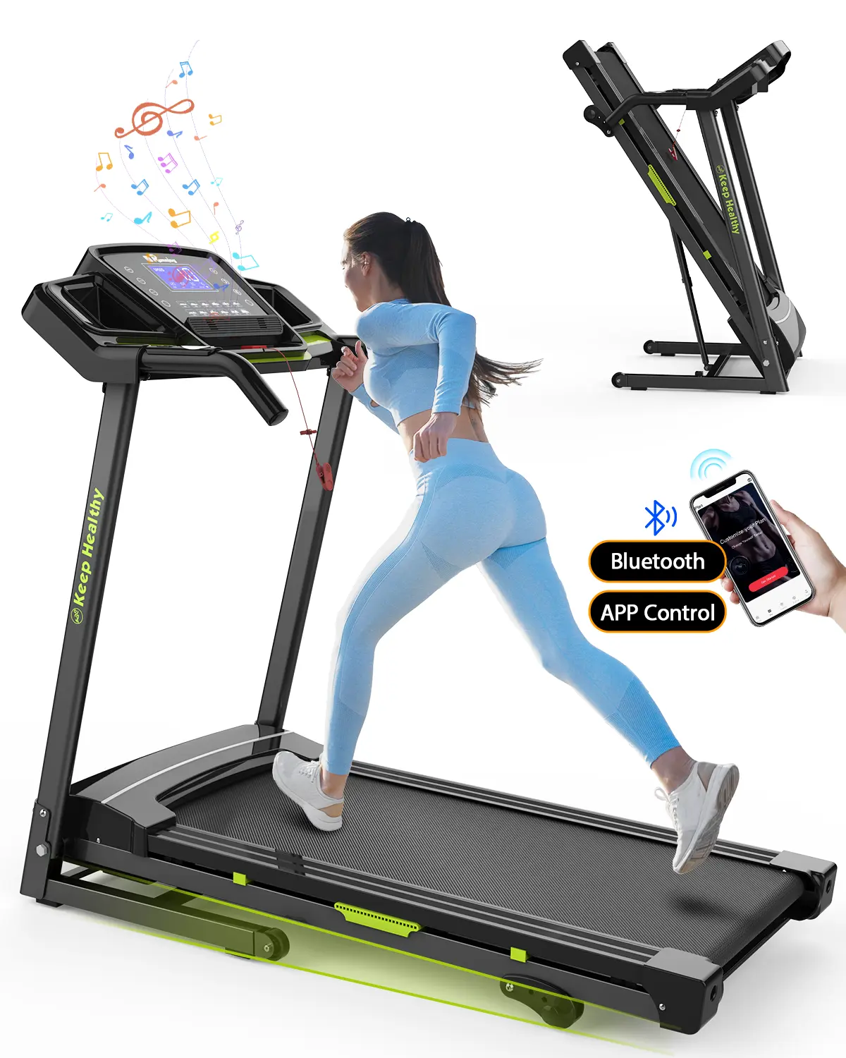 XMKEY 3.5HP Folding Walking Pad Treadmill - Compact Exercise Device Treadmills for Home Workouts, 330lbs Load, Adjustable 3-Level Manual Incline Control, 8.5MPH, Non-Slip Surface, Easy Move & Store Design, Walking/Jogging