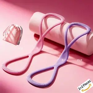 2Pcs Resistance Bands Plus 2Pcs Velvet Travel Pouchs,for Women & Men – 15LB &25LB Silicone Pull Rope for Shoulder,Back & Arm Workout – Non-Slip Handles, Home Gym, Yoga & Physical Therapy – Toning, Posture Correction
