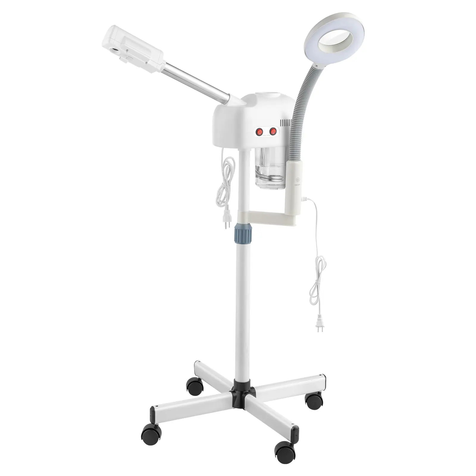 Professional Facial Steamer with 5X Magnifying Lamp & Ozone Sterilization, 600ML Adjustable Beauty Steamer for Deep Cleansing, Hydration & Skin Rejuvenation – Home & Salon Use, 750W, 110V White