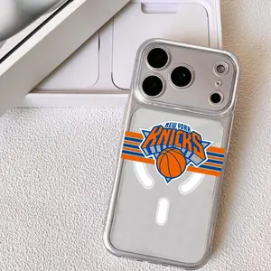 Teams Logo N-New Y-York Knicks Phone Case For iPhone 17-11 Pro Max Plus, Strong Magnetic Clear Protective Case with Anti-Yellow, MagSafe Compatible Slim Lightweight, Precision Camera Protection Shockproof Scratch-Resistant Cover, Gift Men Women