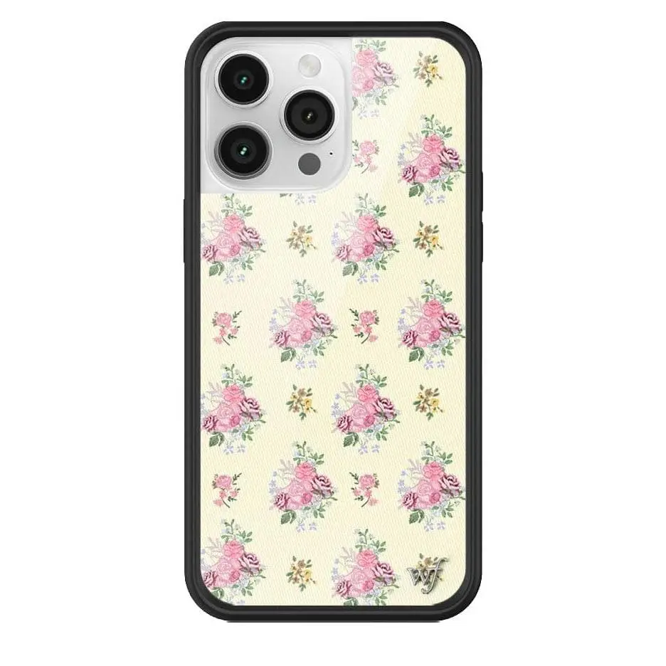 Vintage Floral | Limited Edition Trendy Collab iPhone Case | Raised Protective Black Bumper | Women Owned Small Business | Vintage Pink and Yellow Flower Bouqets | Safety Casing Protective | Gift for Her