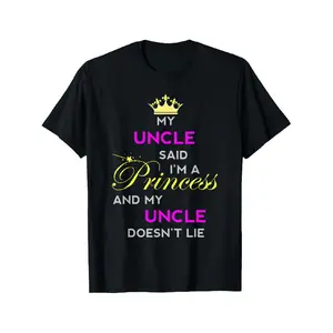 Funny "I'm a Princess" Tiara Graphic T-Shirt for Niece - Loose Fit Casual Birthday Gift from Uncle, Black with Pink & Yellow Print, Machine Washable, Birthday Tiara, Casual Wear, Playful Text Design, Relaxed Fit Shirt