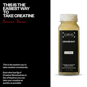 CRYO Creatine Shot — 5g Creatine Monohydrate per 2oz Shot — Citrus Flavor — No Mixing, No Prep