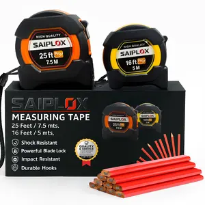 SAIPLOX-Series Measuring Tape 25ft 7.5M & 16ft 5M Shock Resistant Impact Resistant Durable Hooks for Secure Attachment
