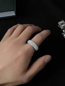 Men's Fashion Artificial Zircon Inlaid Ring, Hip Hop Jewelry for Party, Daily Clothing Decor, Trendy All-match & Exquisite Jewelry for Birthday Gift