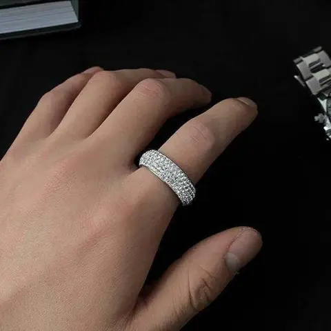 Men's Fashion Artificial Zircon Inlaid Ring, Hip Hop Jewelry for Party, Daily Clothing Decor, Trendy All-match & Exquisite Jewelry for Birthday Gift