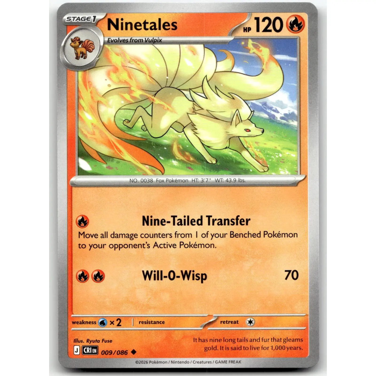 Ninetales 009/086 Uncommon Chaos Rising Pokemon Near Mint