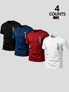 Summer American Vertical Shield Print Short Sleeve T-Shirt, Western Cowboy Outdoor Lover Style, Adult Daily Streetwear, Multiple Colors Available