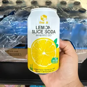 Fruit-B Lemon Slice Soda 11.48 FL Oz Can from South Korea Sugar-Free Lemon Flavor Drink