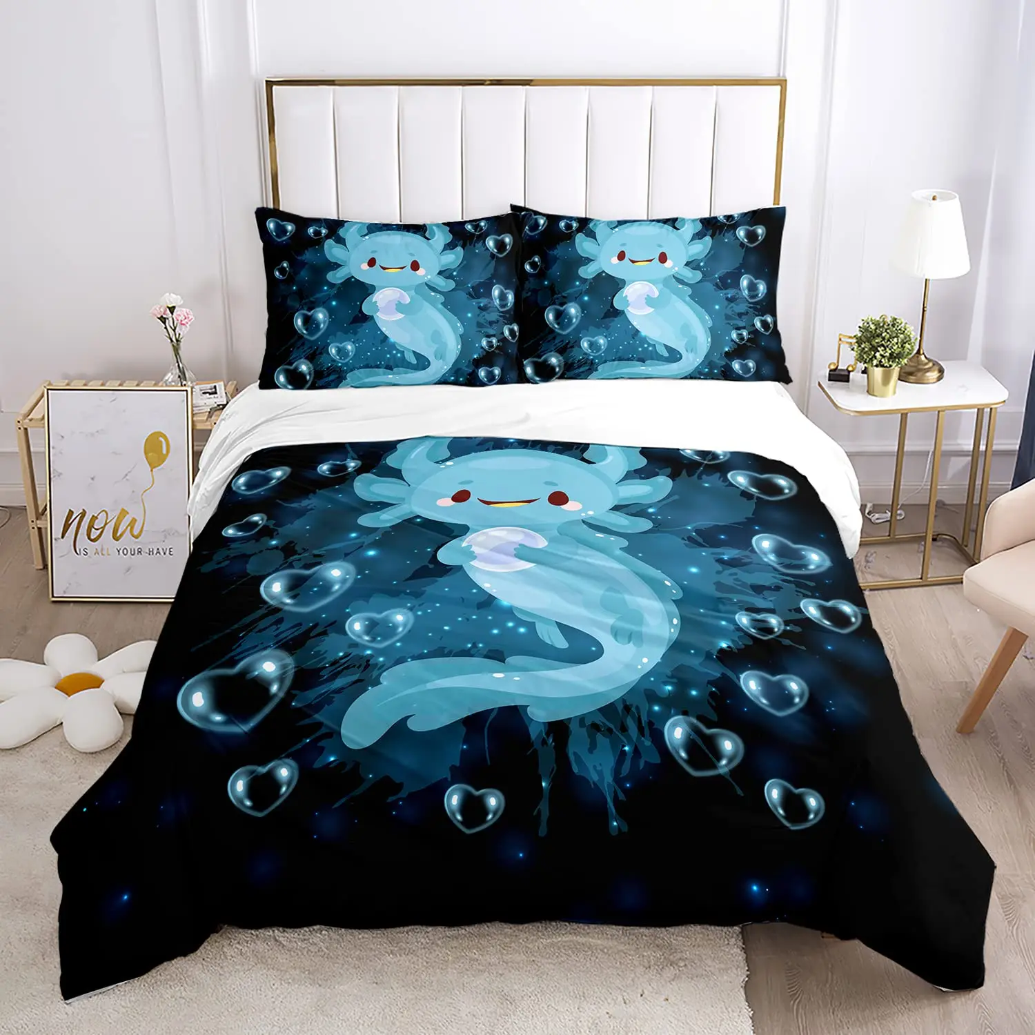 2D Printed 3-Piece Alligator Pattern Bedding Set, Soft Breathable Polyester Fabric, Suitable for Bedroom & Guest Room