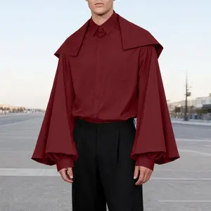 INCERUN COS Baroque/Stage Men's/Unisex Structured Cape Collar Wide Sleeve Shirt | Dramatic Silhouette Stage Wear | Party, Holiday Formal, Theatrical Look