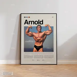 Arnold Schwarzenegger Poster, Mister Olympia Wall Art, Bodybuilding Gym Print Décor